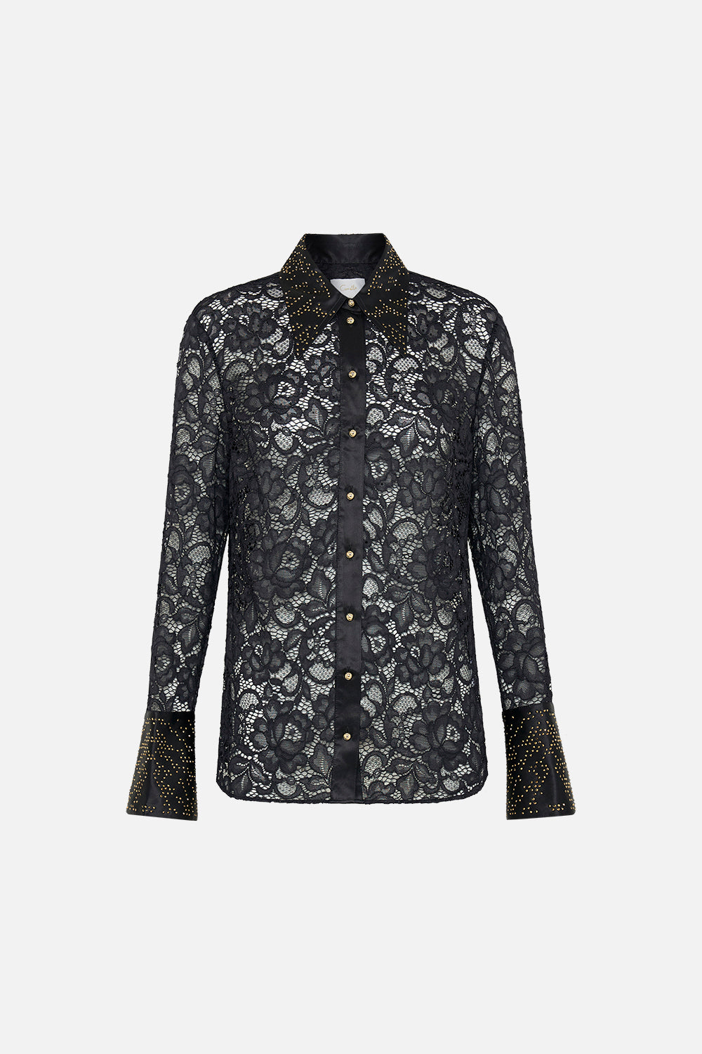 CAMILLA lace shirt in Nouveau Noir print