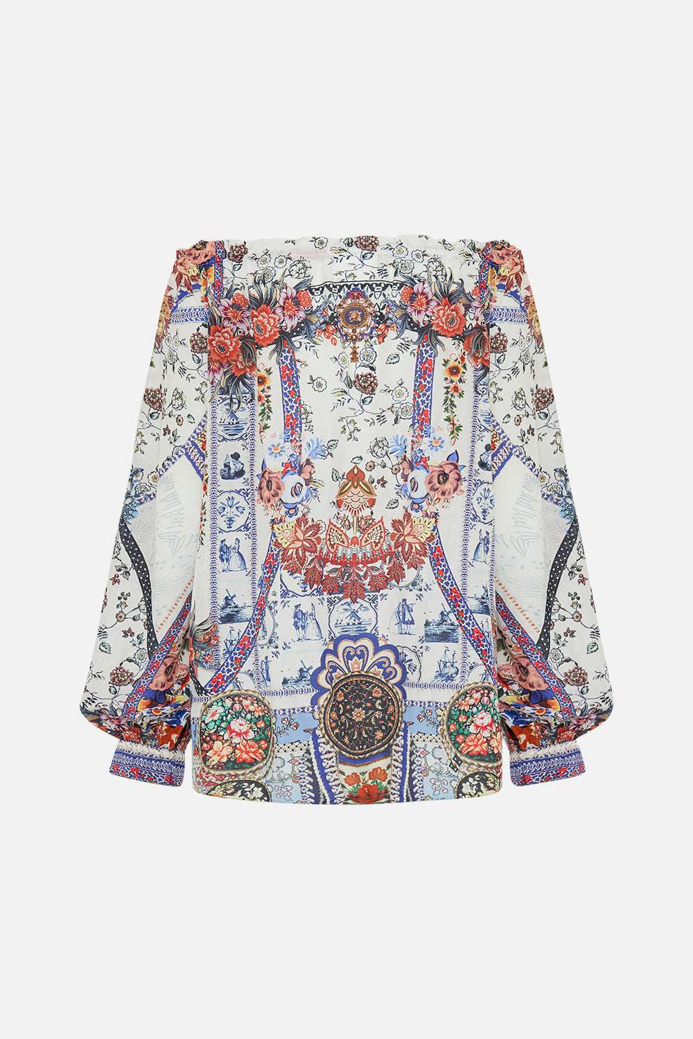 CAMILLA silk blouse in My Folk Art Heart print 