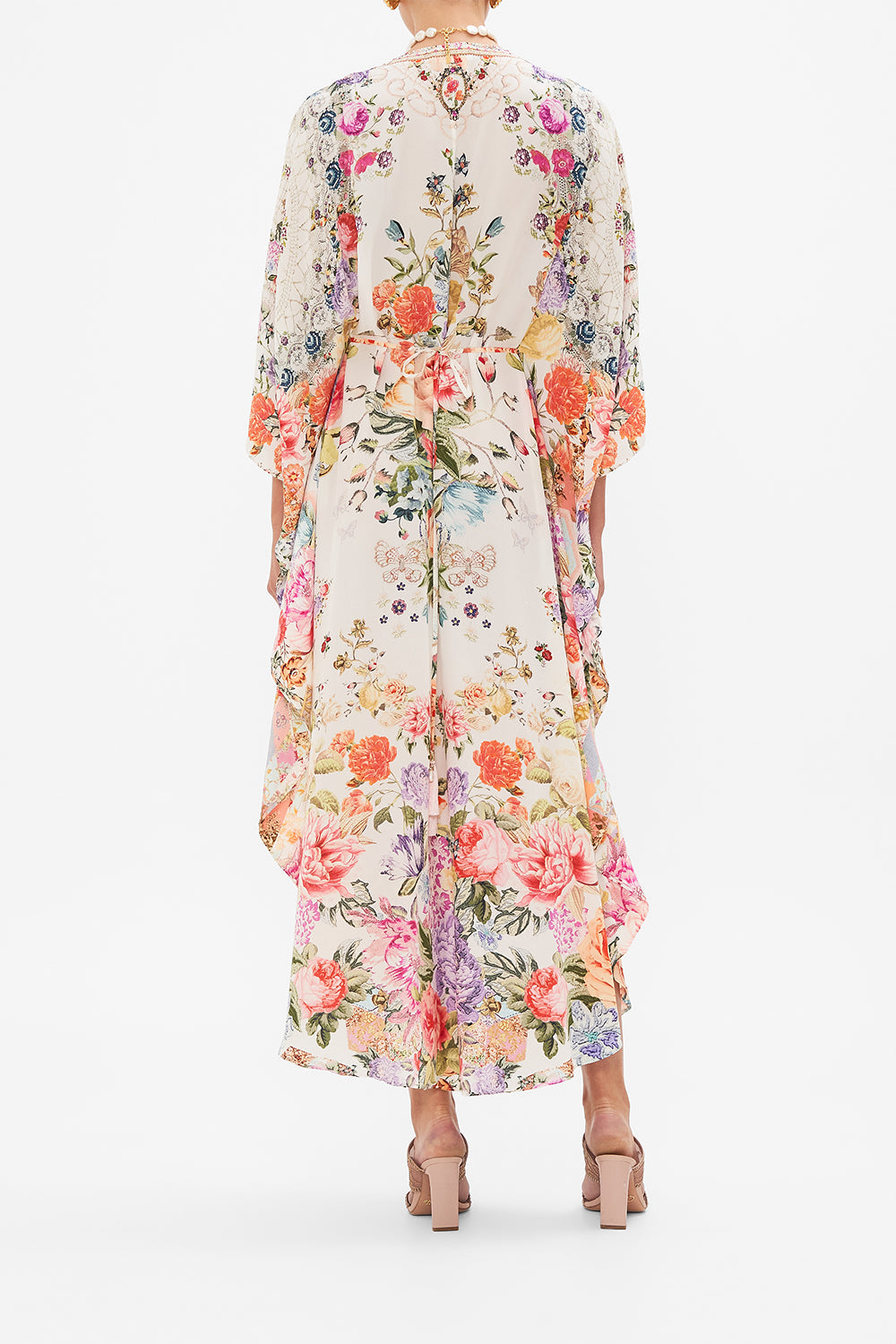 CAMILLA Floral Gathered Waist Kaftan in Sew Yesterday