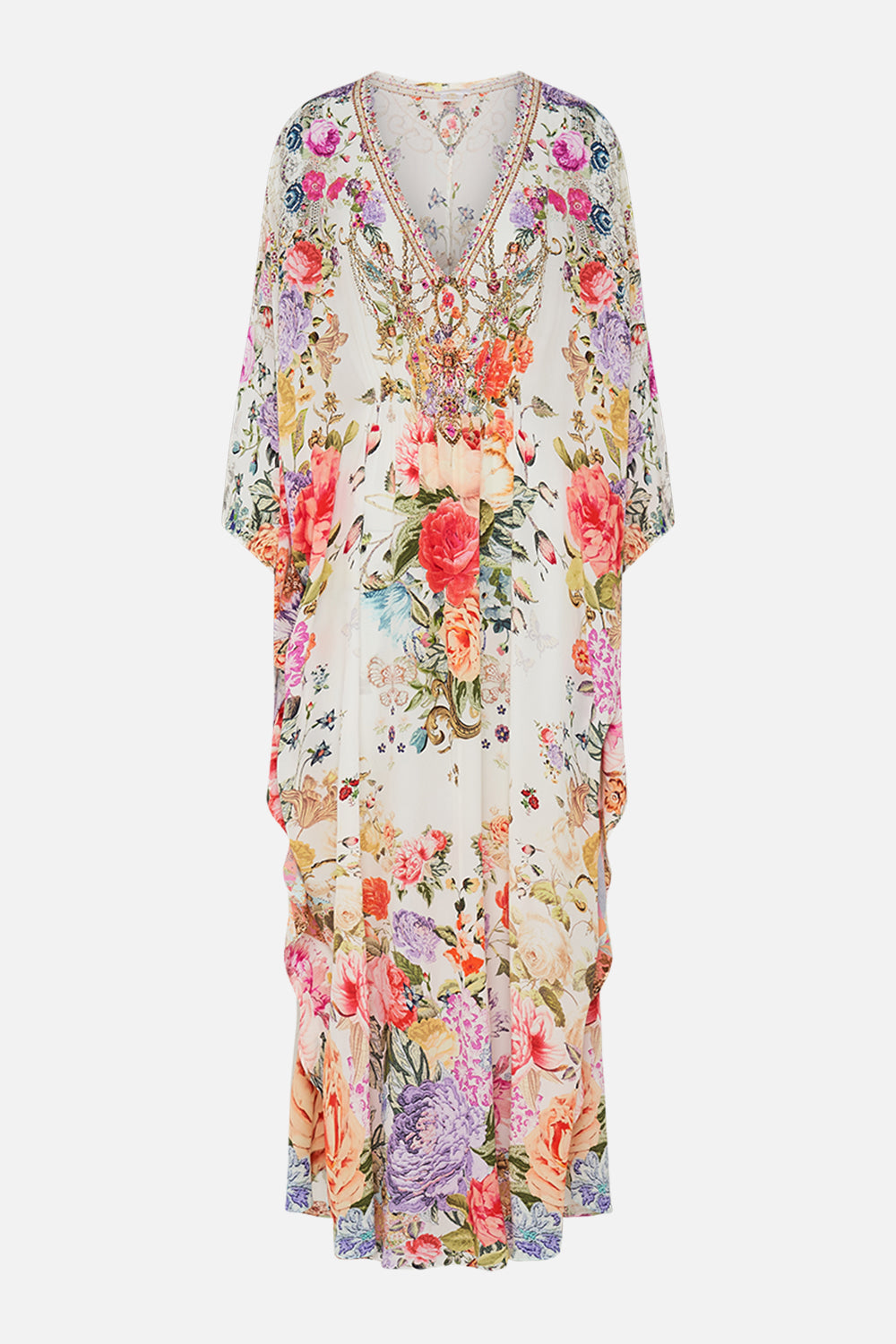 CAMILLA Floral Gathered Waist Kaftan in Sew Yesterday