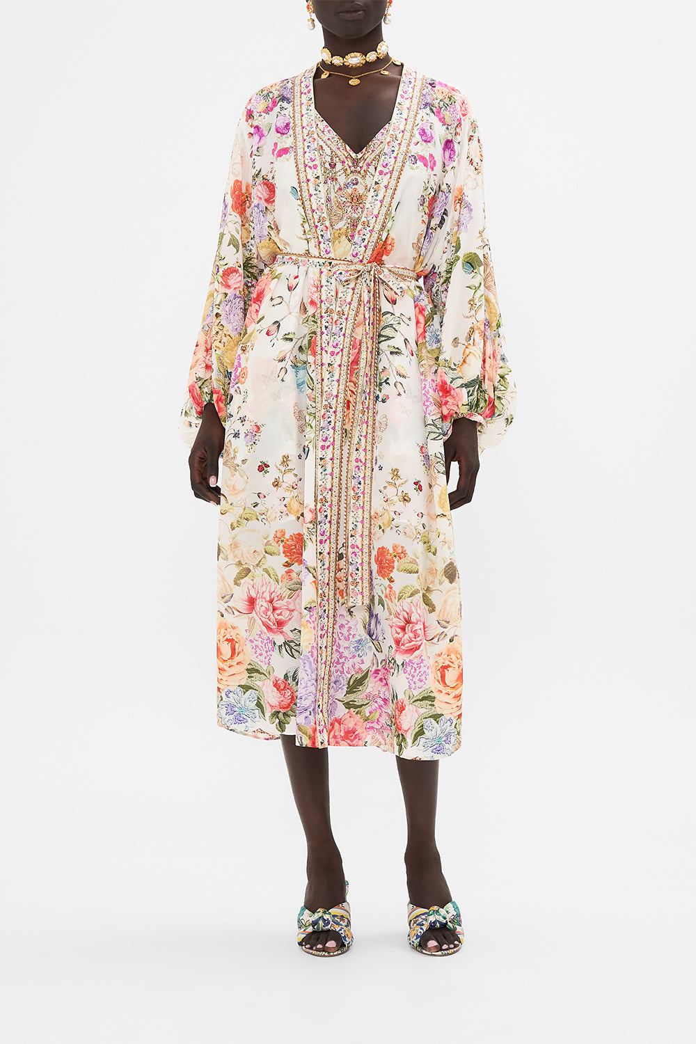 CAMILLA floral blouson sleeve layer in Sew Yesterday print