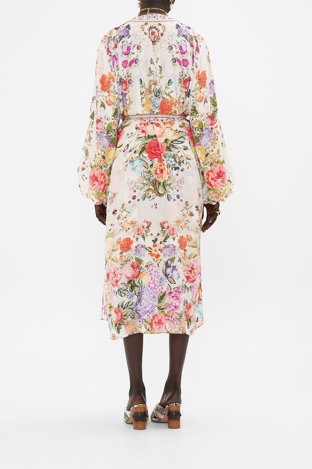 CAMILLA floral blouson sleeve layer in Sew Yesterday print