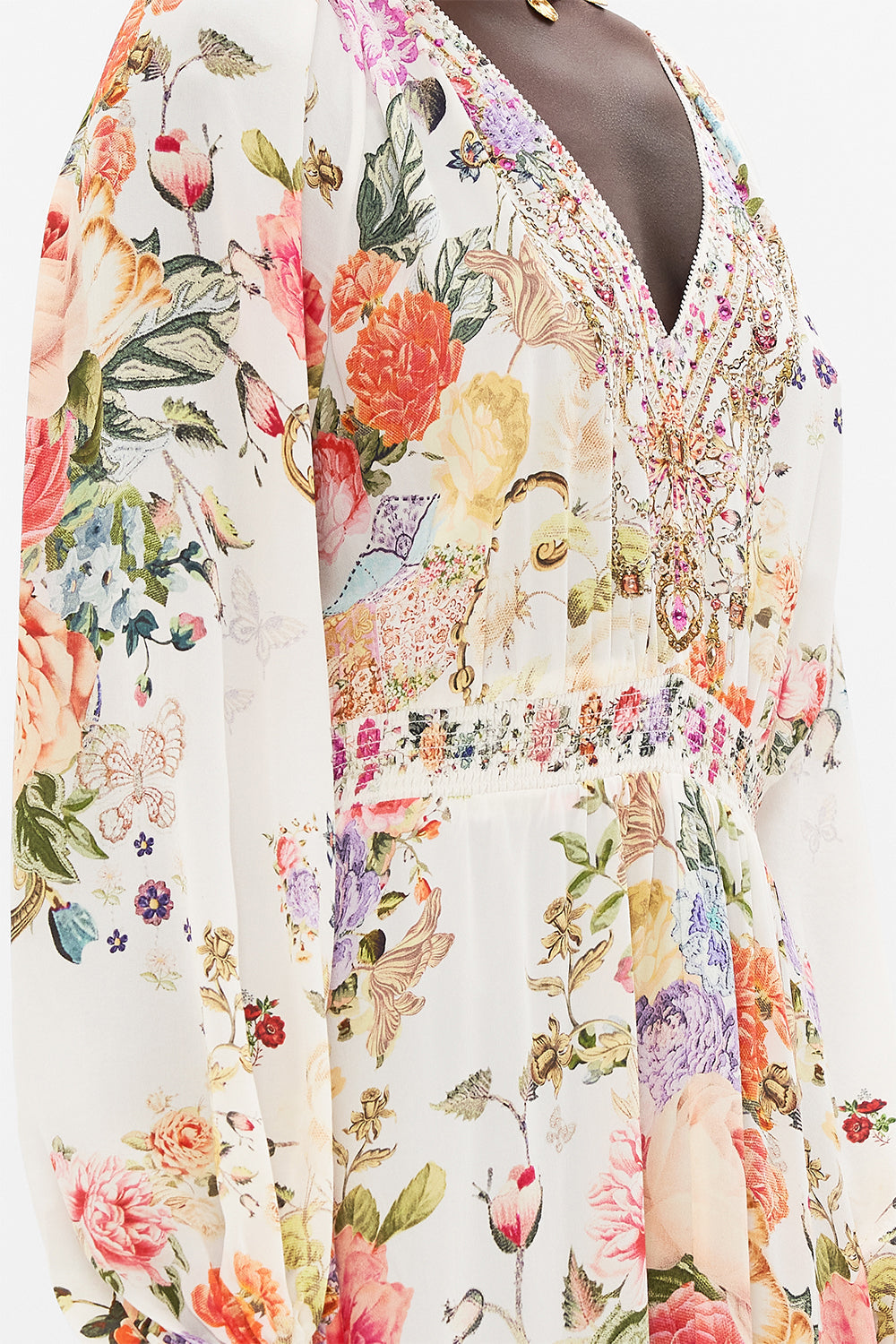 CAMILLA Floral Raglan Shirred Waist Dress in Sew Yesterday