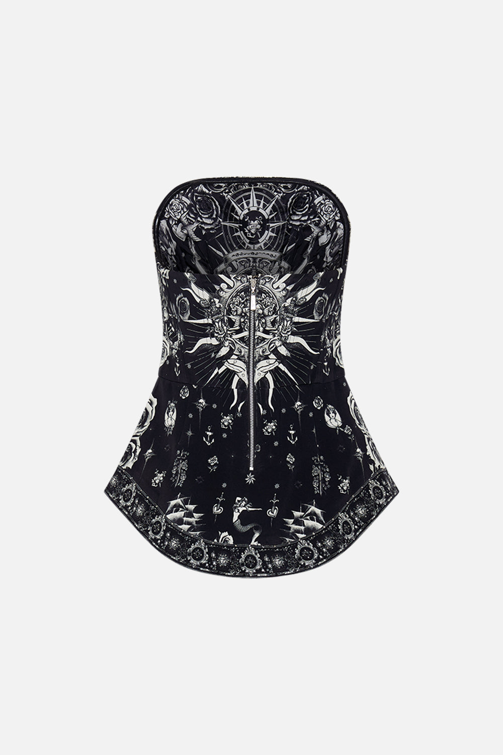 CURVED HEM ZIP DETAIL CORSET TALES OF TATTOO