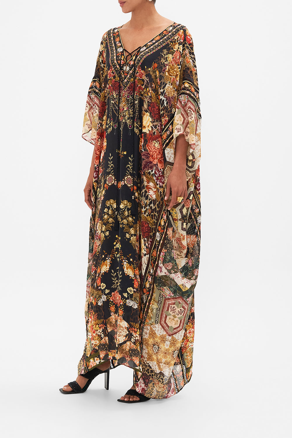 CAMILLA floral Spliced Kaftan in Stitched in Time