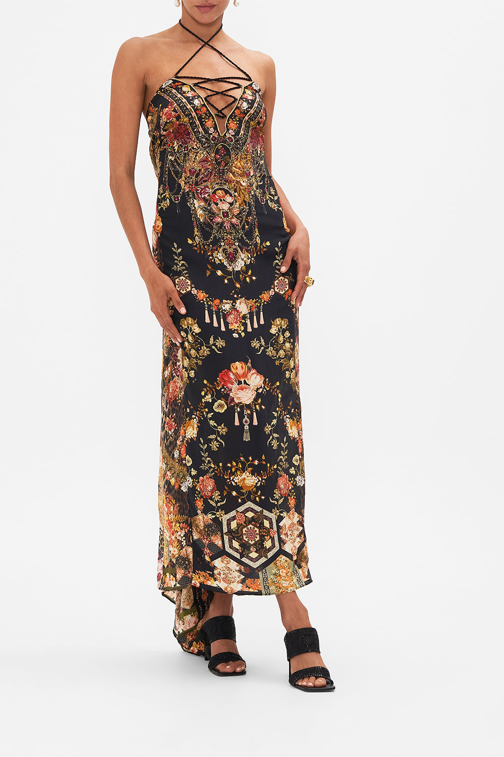 CAMILLA floral Spliced Kaftan in Stitched in Time