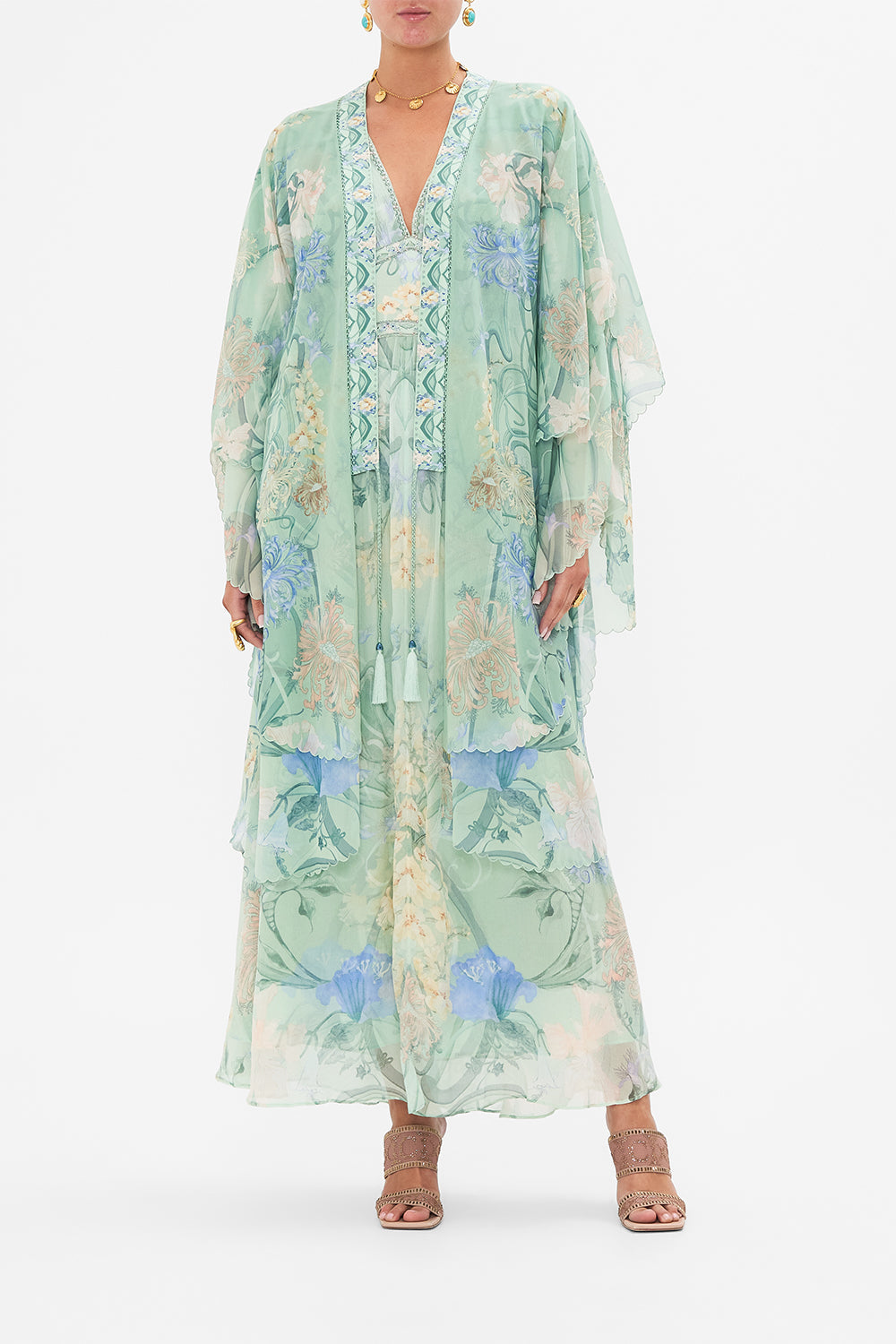 CAMILLA Floral Flared Sleeve Dress in Dreaming in Dutch