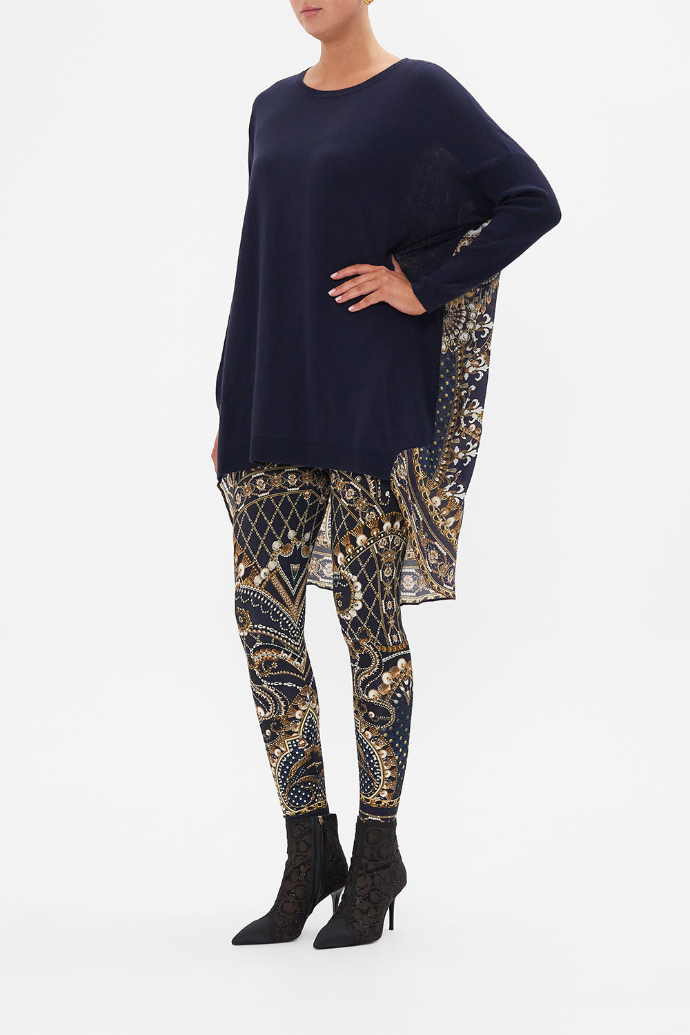 CAMILLA black/gold long sleeve jumper with print back in Dance With The Duke print.