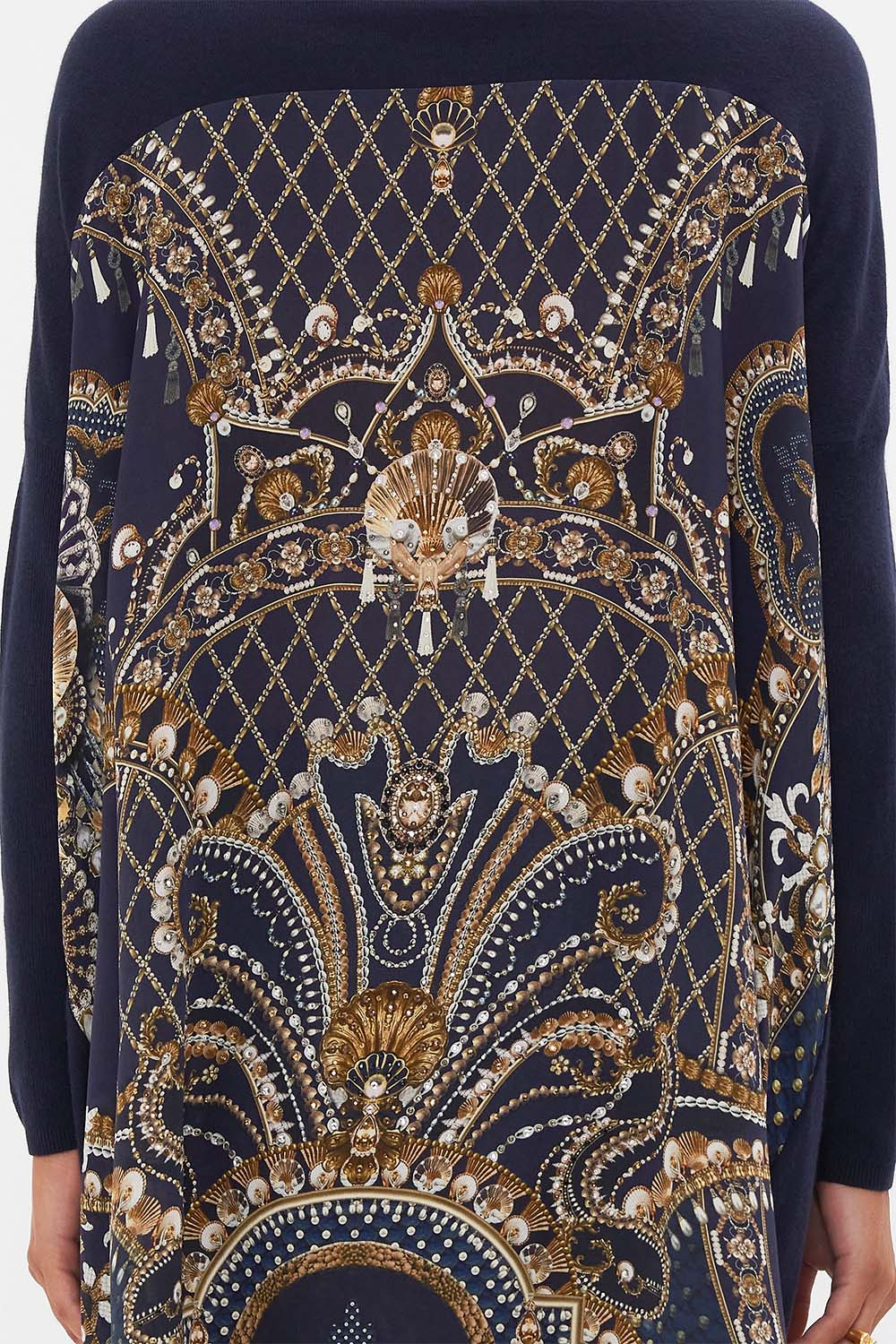 CAMILLA black/gold long sleeve jumper with print back in Dance With The Duke print.