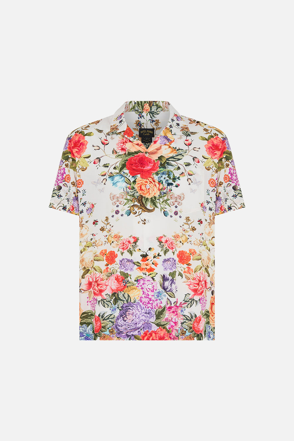 CAMILLA floral short sleeve camp collared shirt in Sew Yesterday