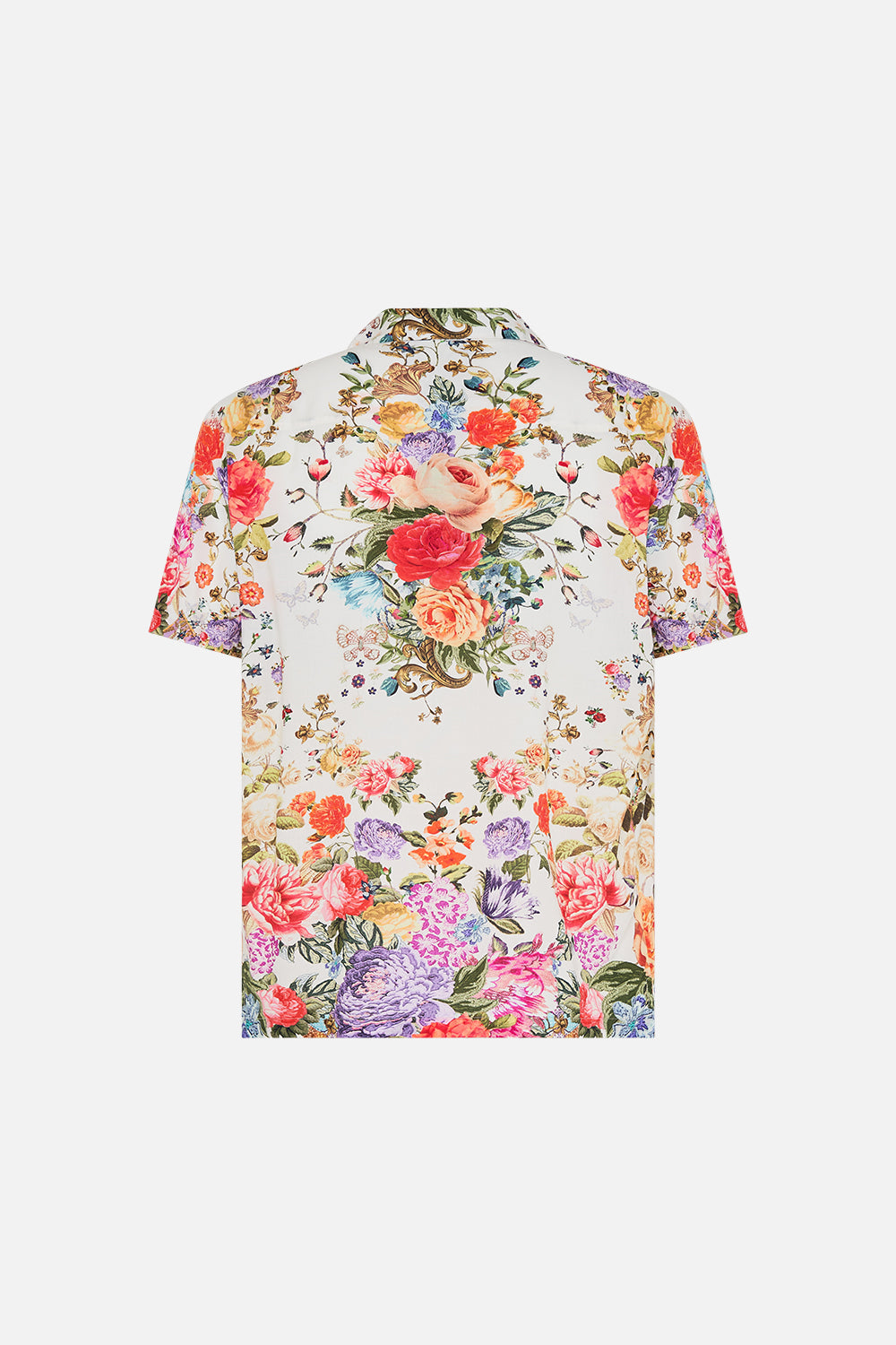 CAMILLA floral short sleeve camp collared shirt in Sew Yesterday
