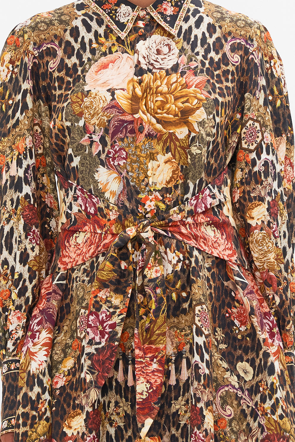 CAMILLA Leopard Waist Tie Shirt Dress in Born in Bruges