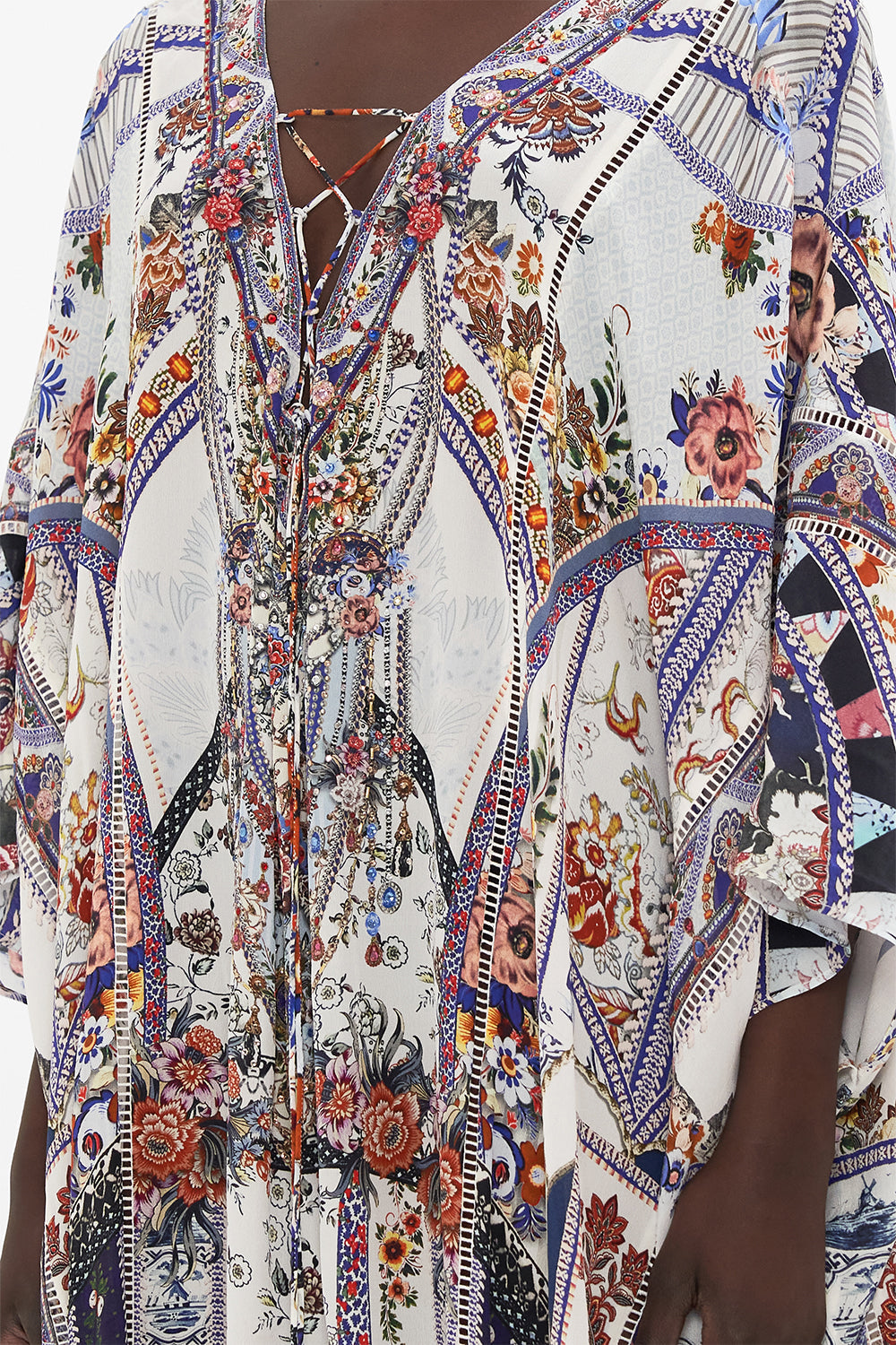 CAMILLA silk kaftan in My Folk Art Heart print