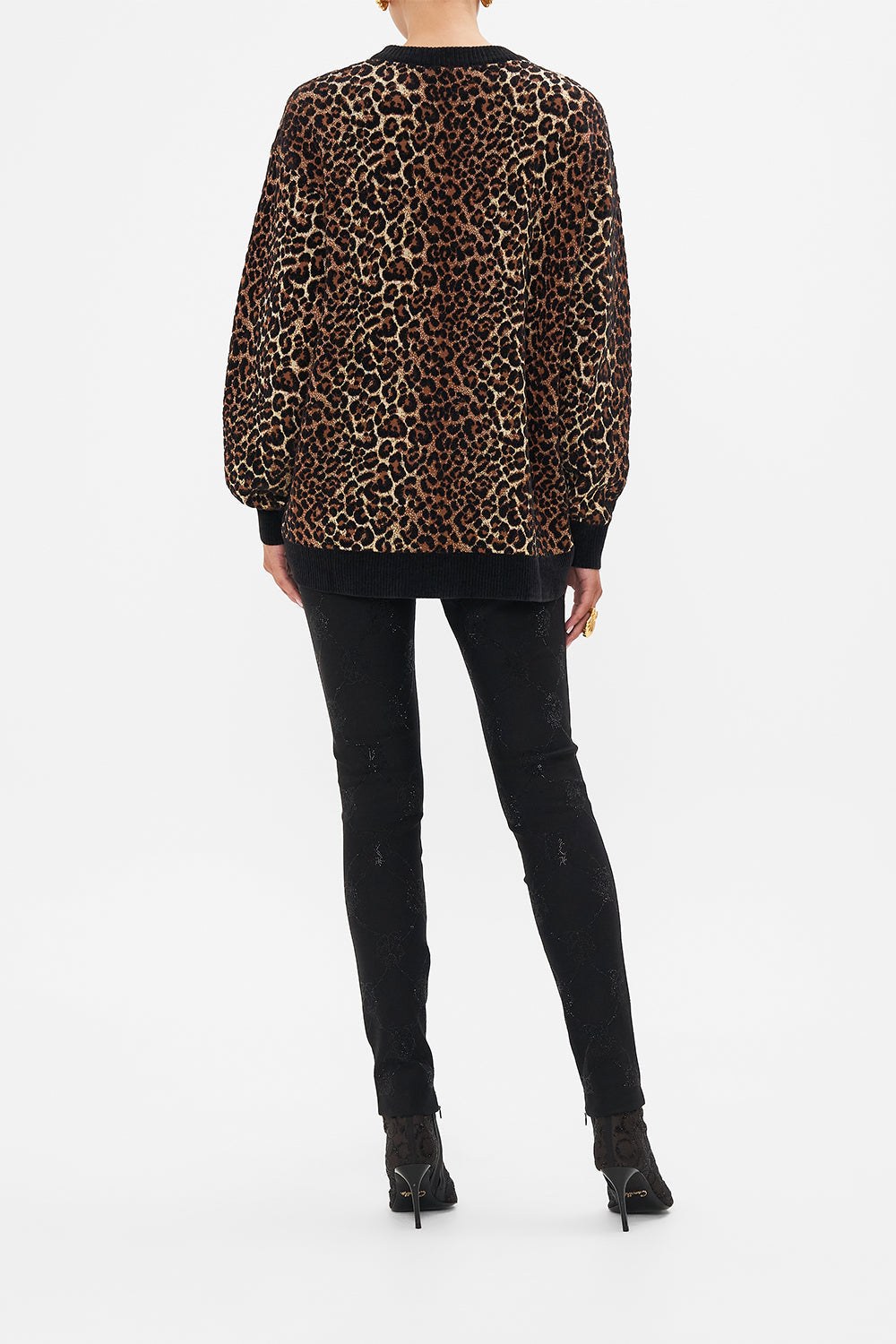 CAMILLA Leopard Crew Neck Oversized Knit in Amsterglam