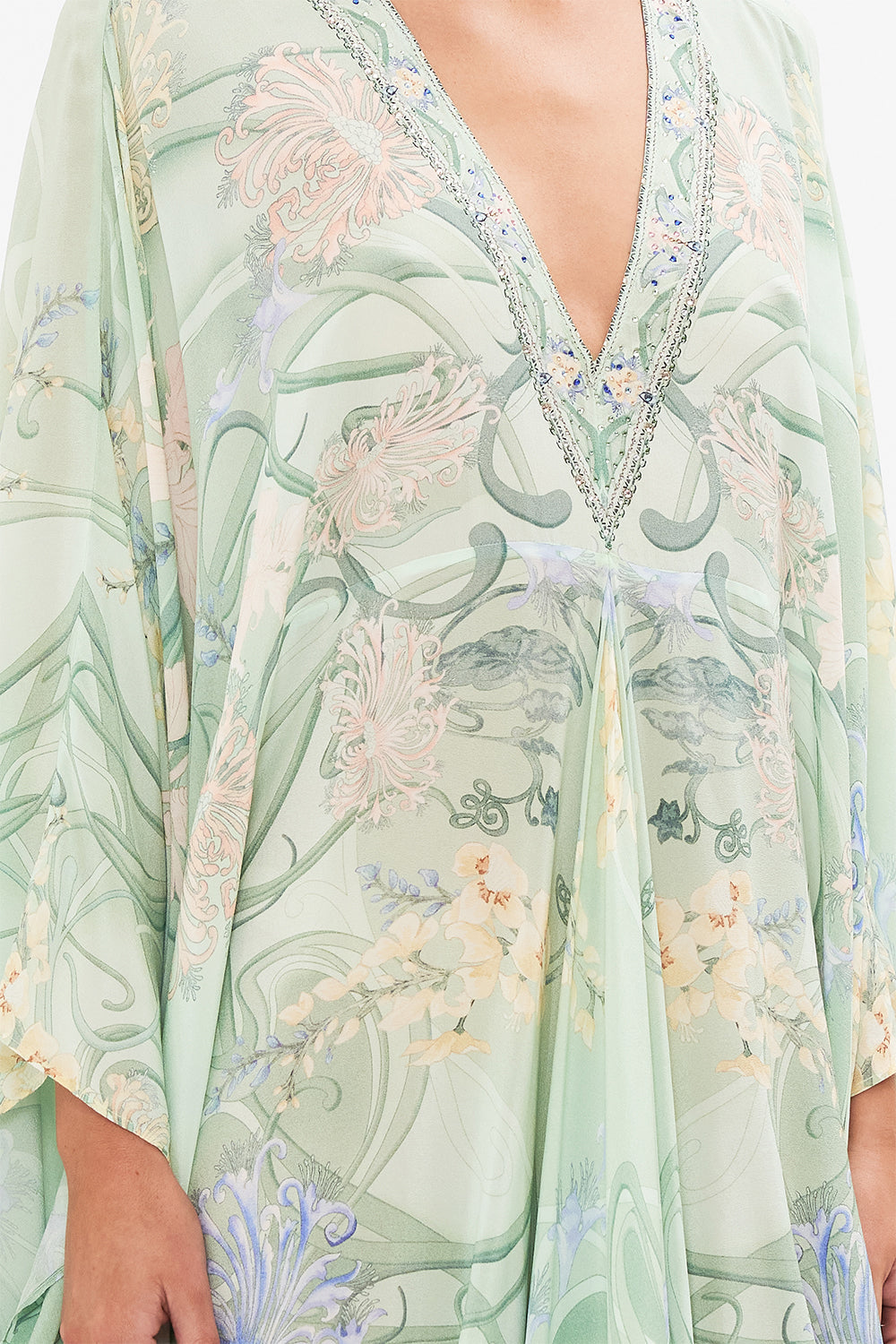 CAMILLA Floral T-Shape Long Kaftan in Dreaming in Dutch