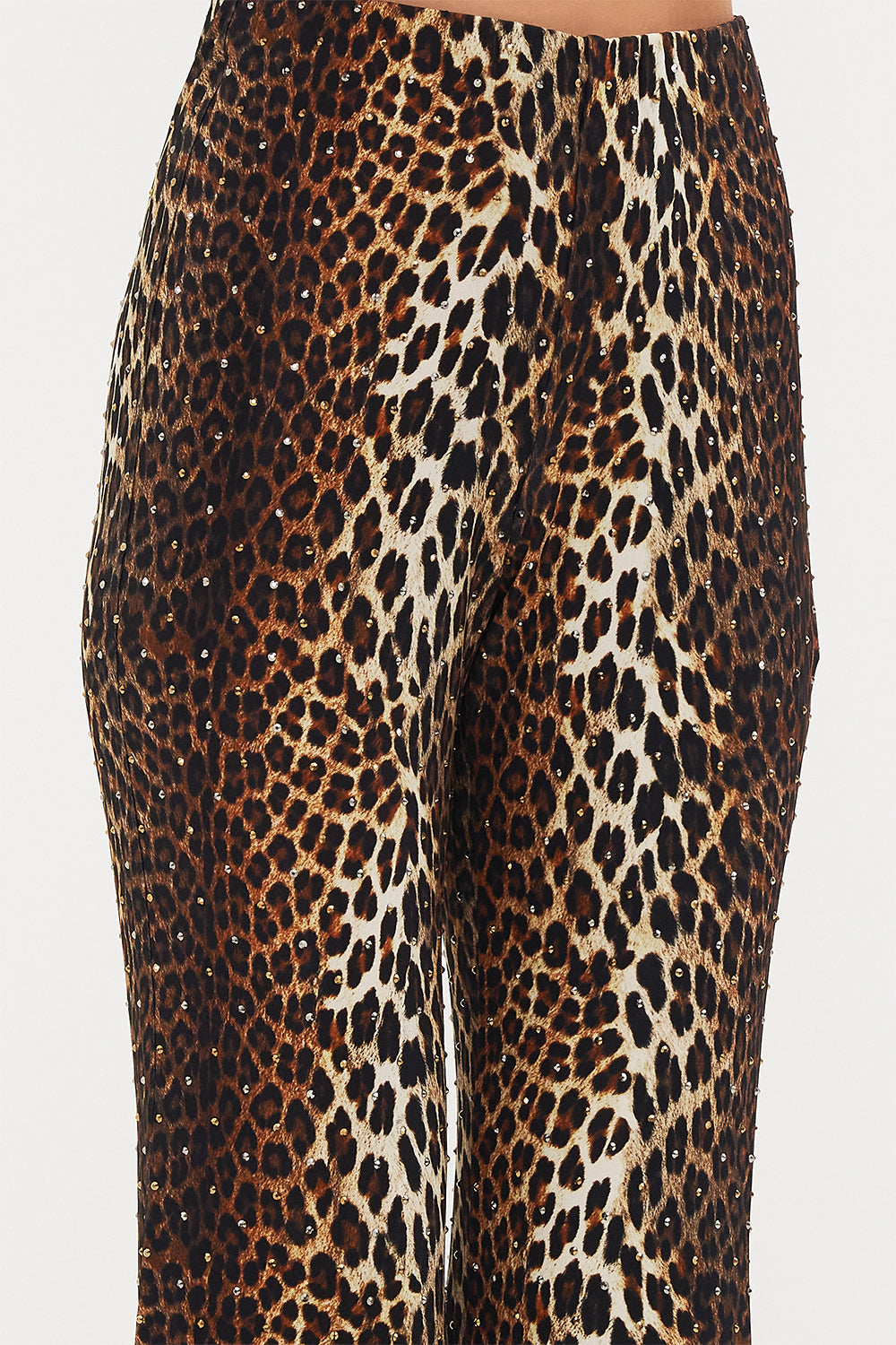 CAMILLA leopard jersey flare pant in Amsterglam print.
