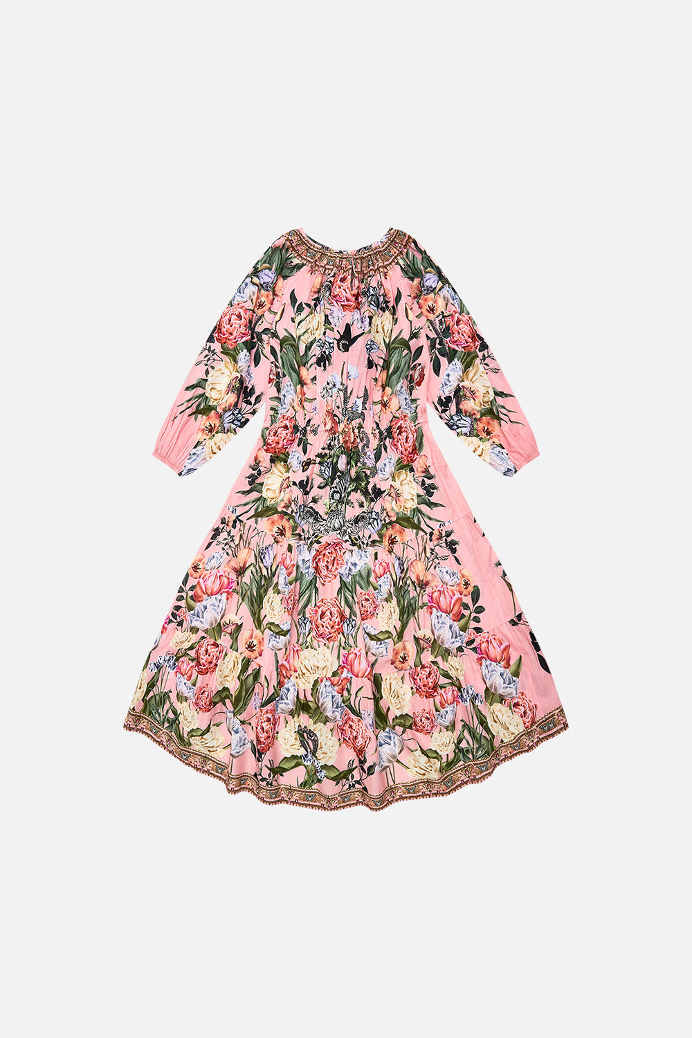 Milla by CAMILLA floral kids hi-low blouson sleeve dress (12-14) in Woodblock Wonder