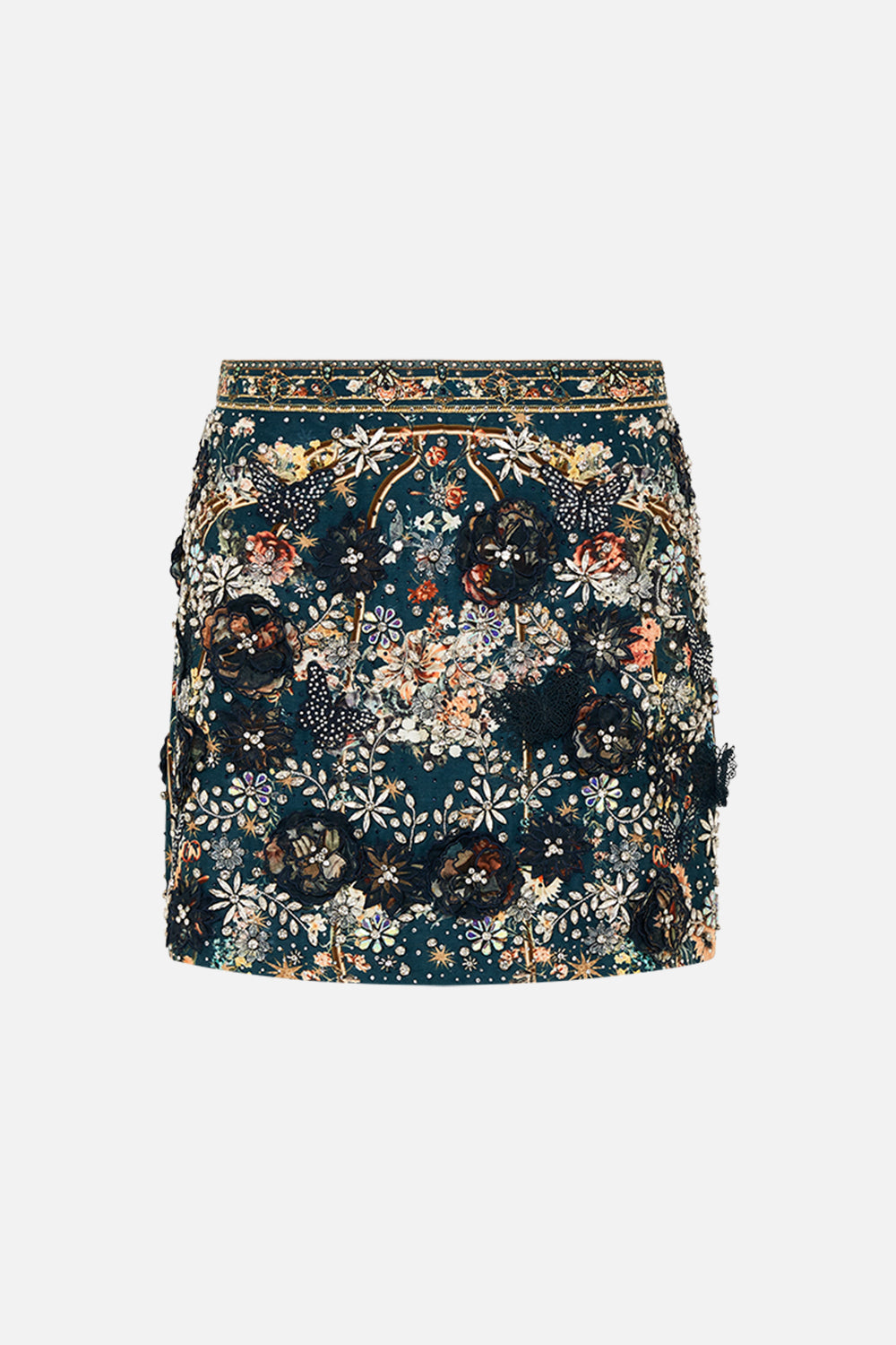 CAMILLA mini skirt in She Who Wears The Crown print