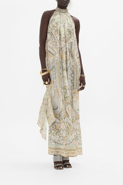 CAMILLA silk maxi dress in Ivory Tower Tales print