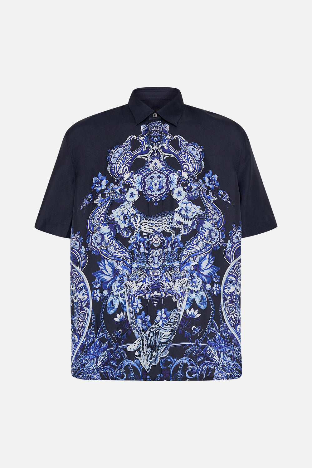 Hotel Franks by CAMILLA mens silk shirt in delft Dynasty print