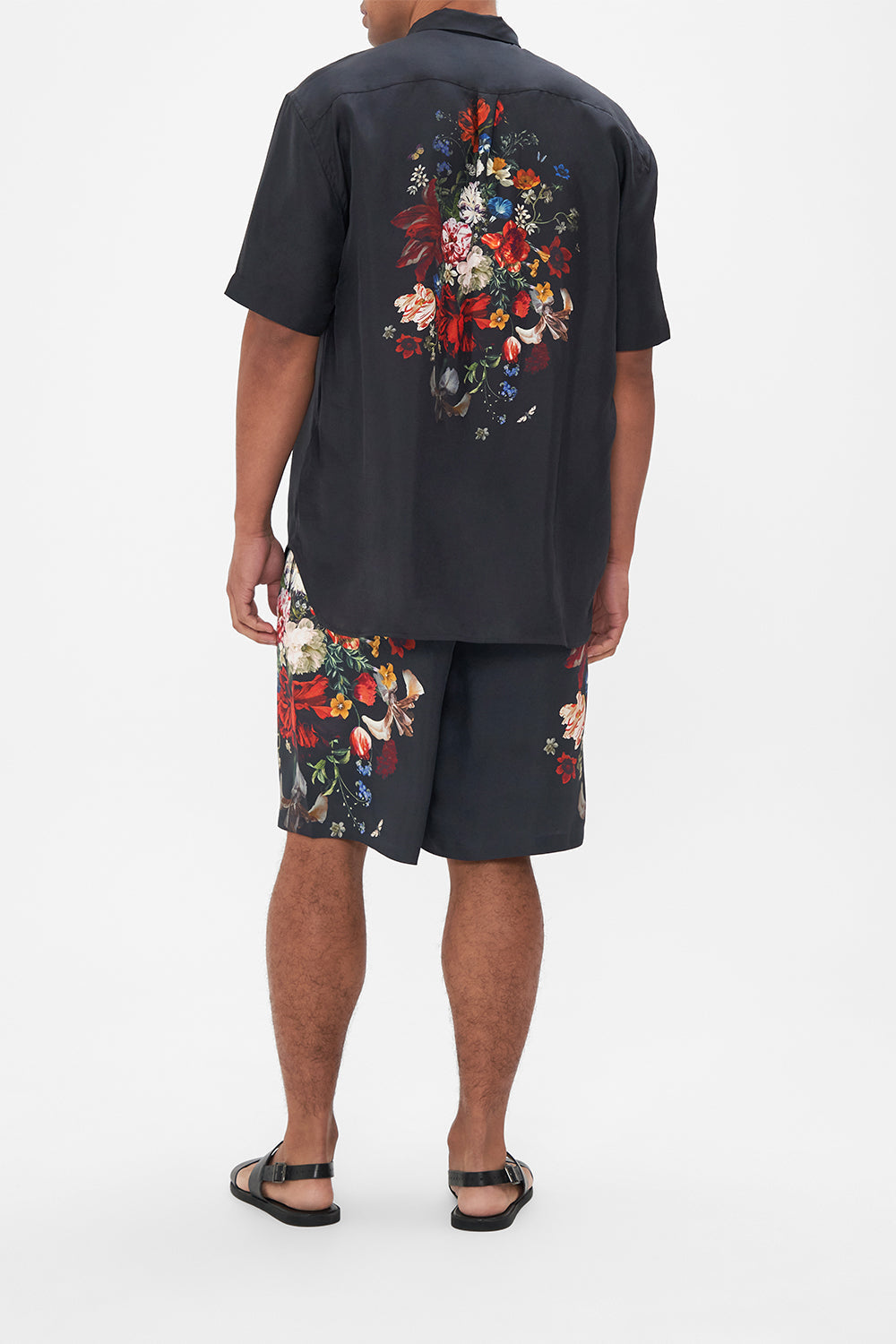 Hotel Franks by CAMILLA mens black floral print silk shirt in A Still Life print 