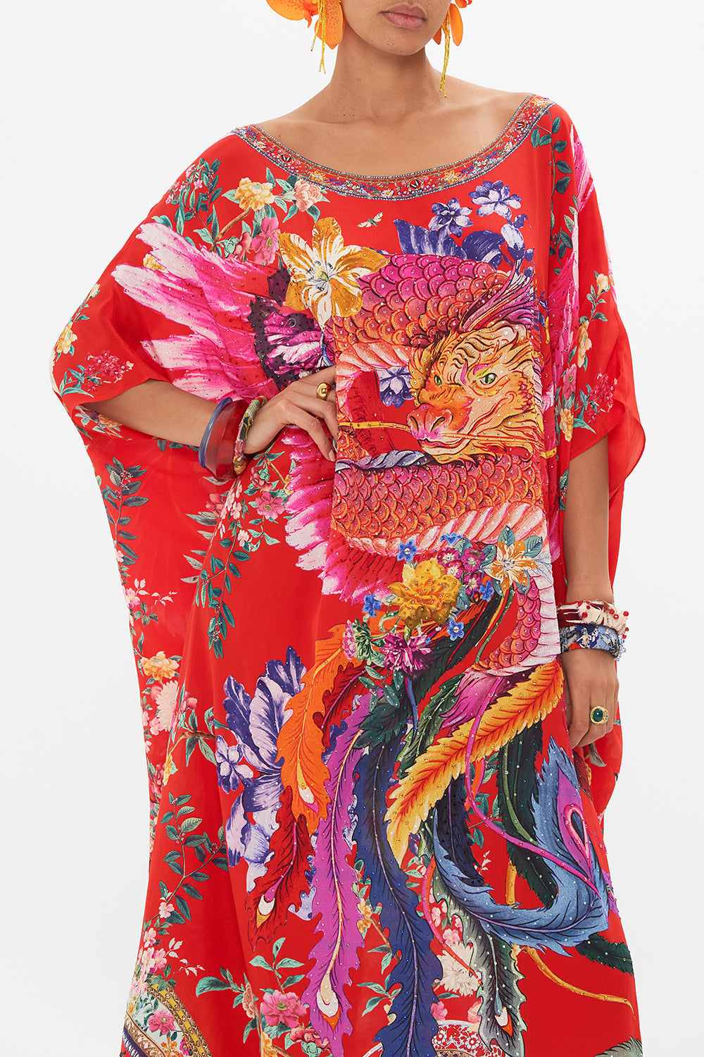 CAMILLA  silk floral print kaftan in The Summer Palace print 