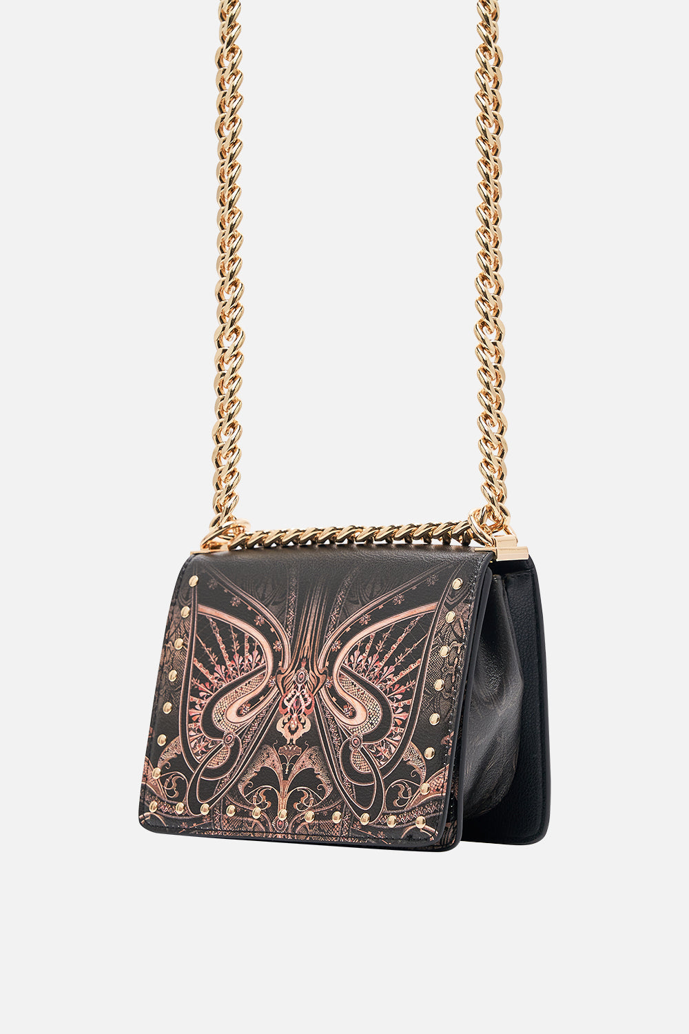 CAMILLA crossbody box bag in Nouveau Noir print