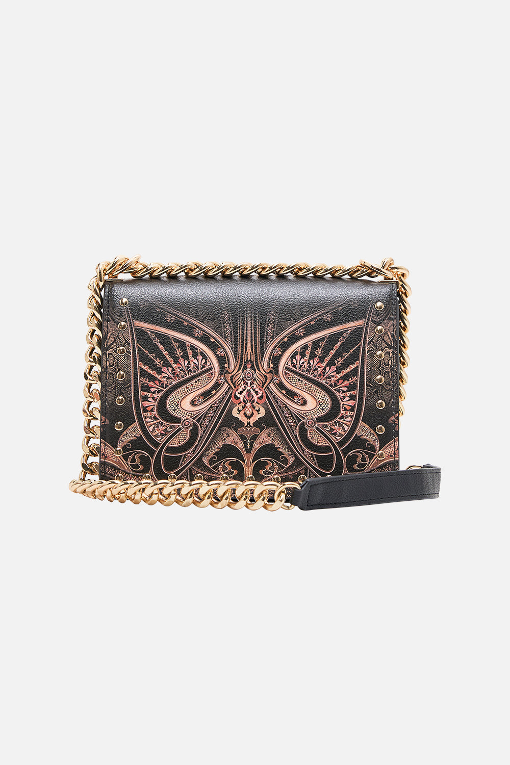 CAMILLA crossbody box bag in Nouveau Noir print