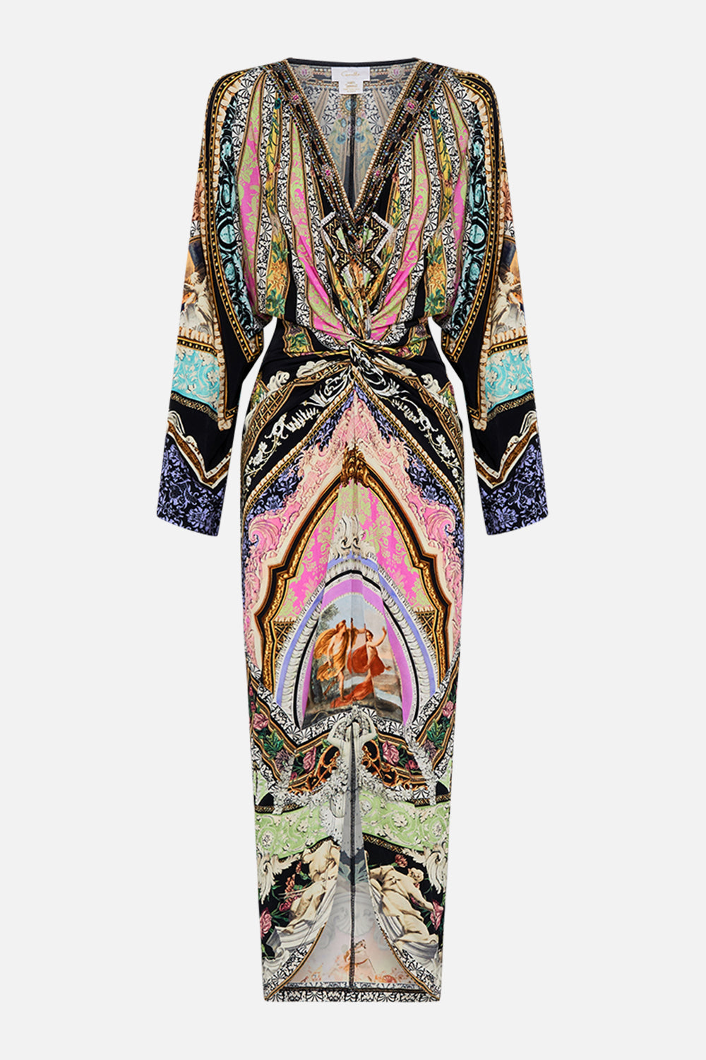 CAMILLA twist front jersey dress in Florence Field Day print