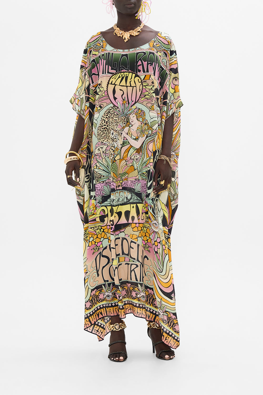 CAMILLA silk kaftan in Day Trippin print