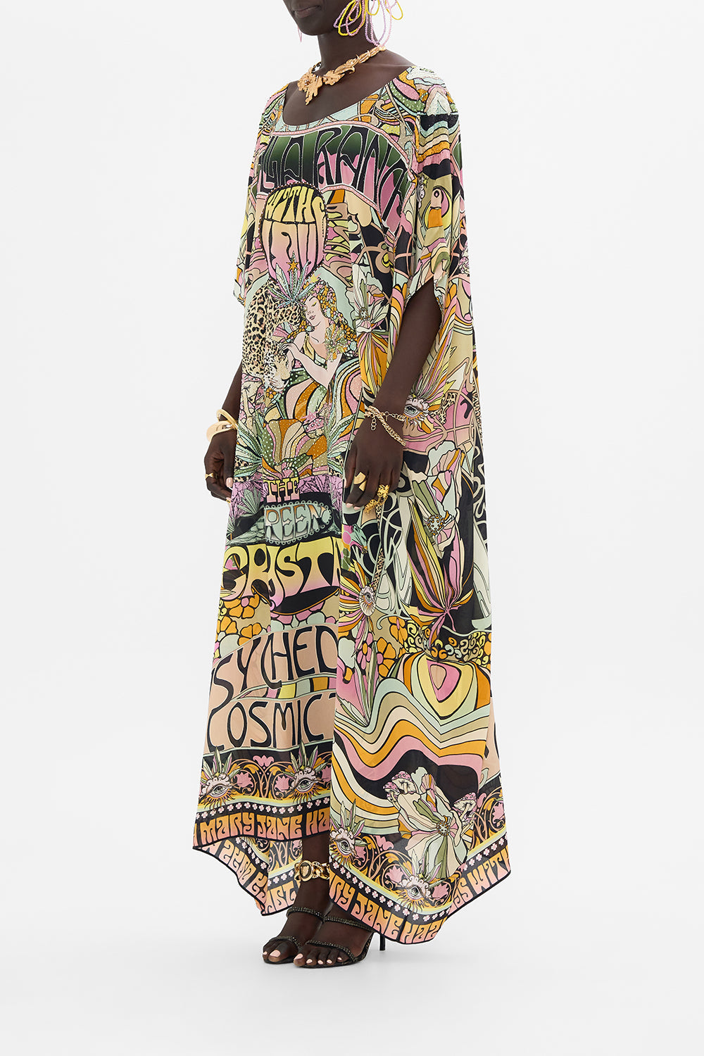 CAMILLA silk kaftan in Day Trippin print