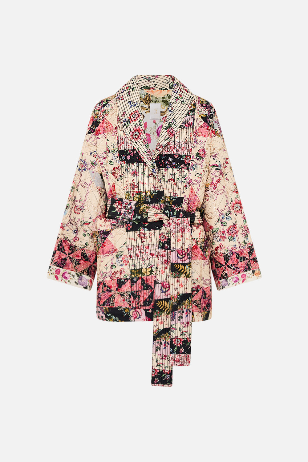 CAMILLA Floral Reversible Quilted Coat in Patchwork Poetry