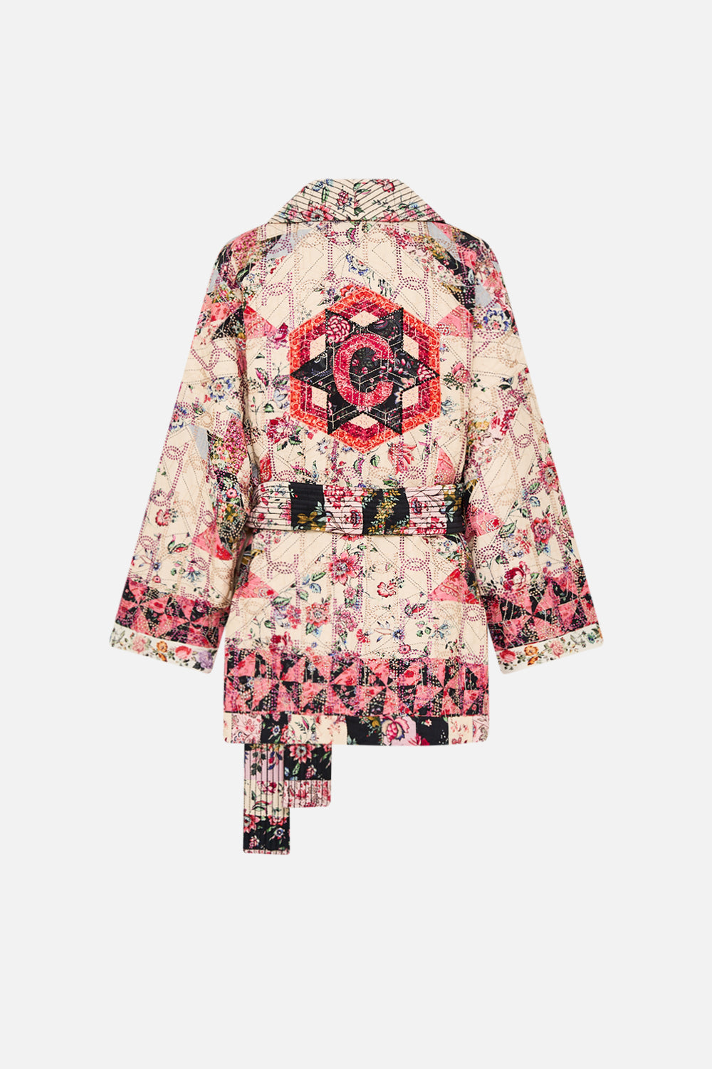 CAMILLA Floral Reversible Quilted Coat in Patchwork Poetry