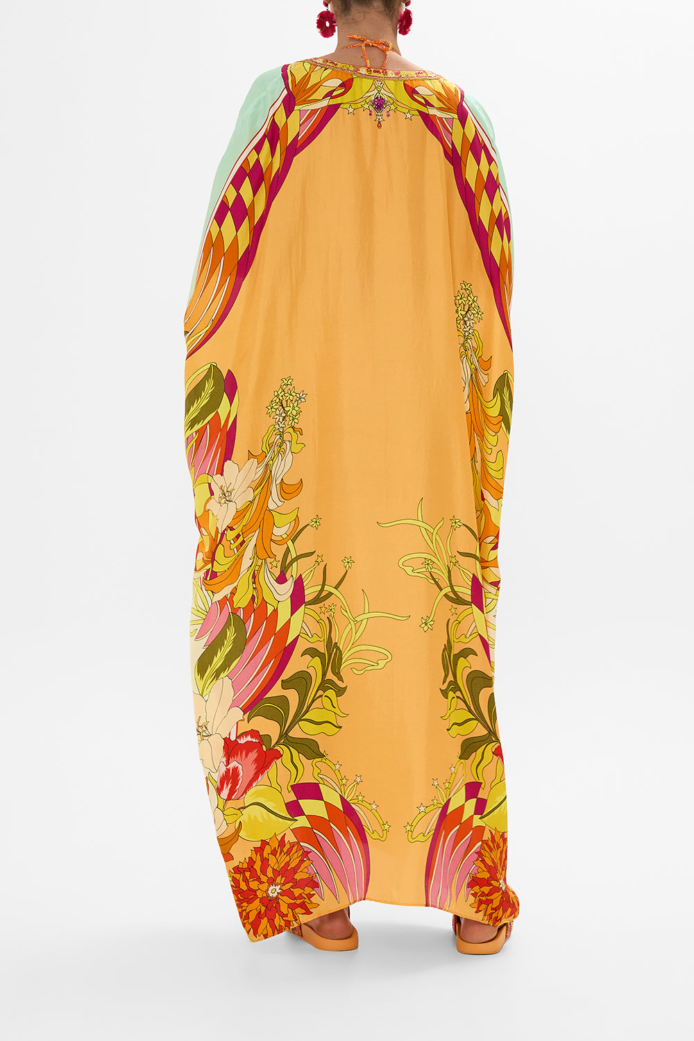 CAMILLA Floral Button Through Batwing Kaftan in The Flower Child Society