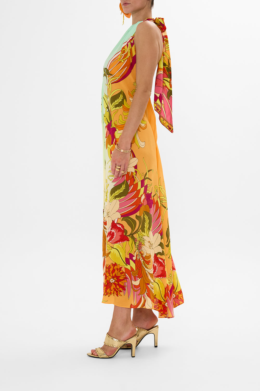 CAMILLA Floral Button Front Opening Dress in The Flower Child Society