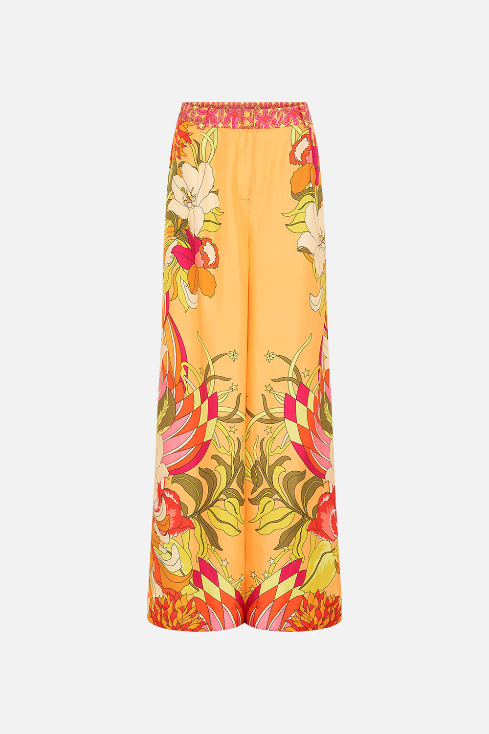 CAMILLA Floral Wide Leg Waisted Pant in The Flower Child Society print