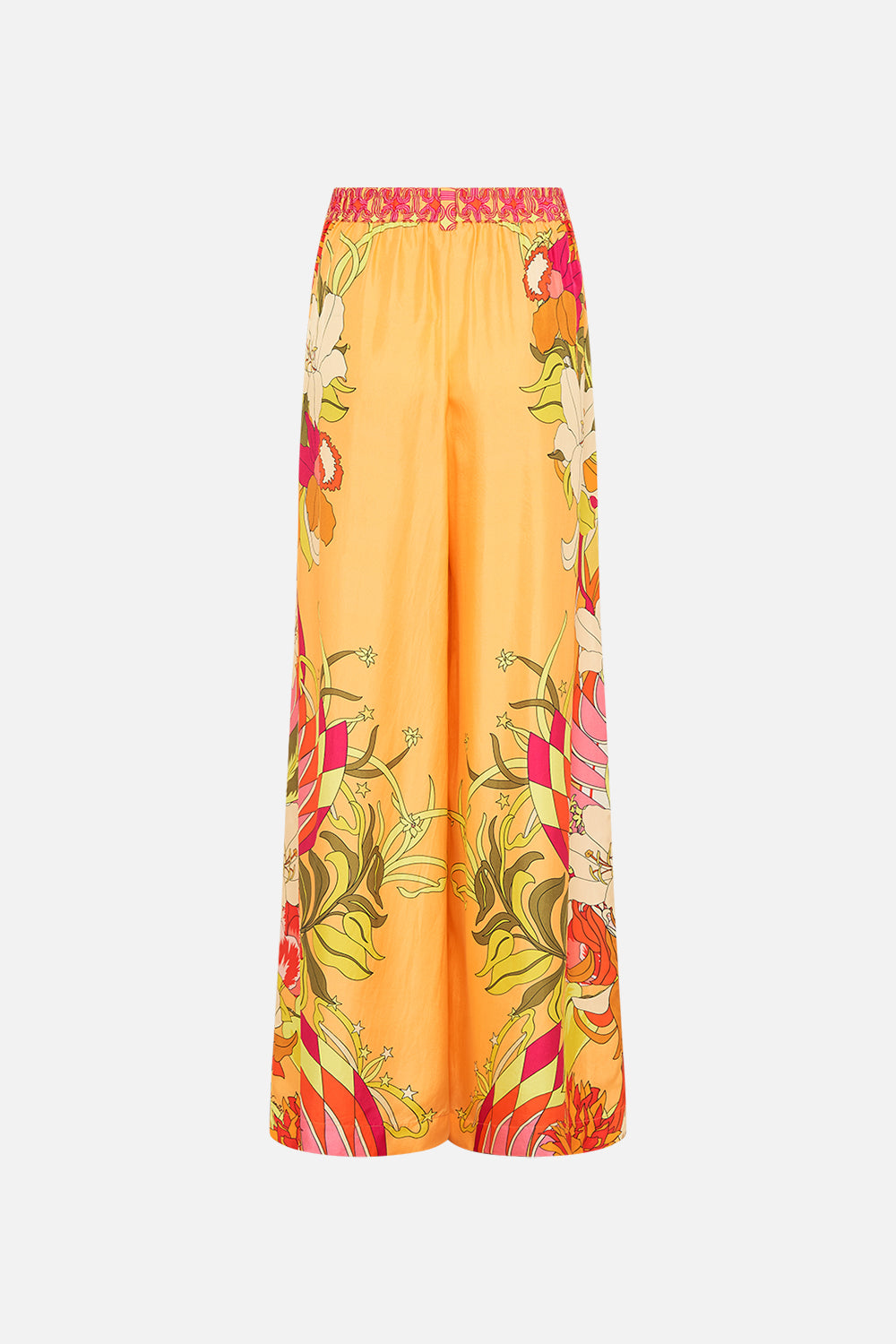 CAMILLA Floral Wide Leg Waisted Pant in The Flower Child Society print