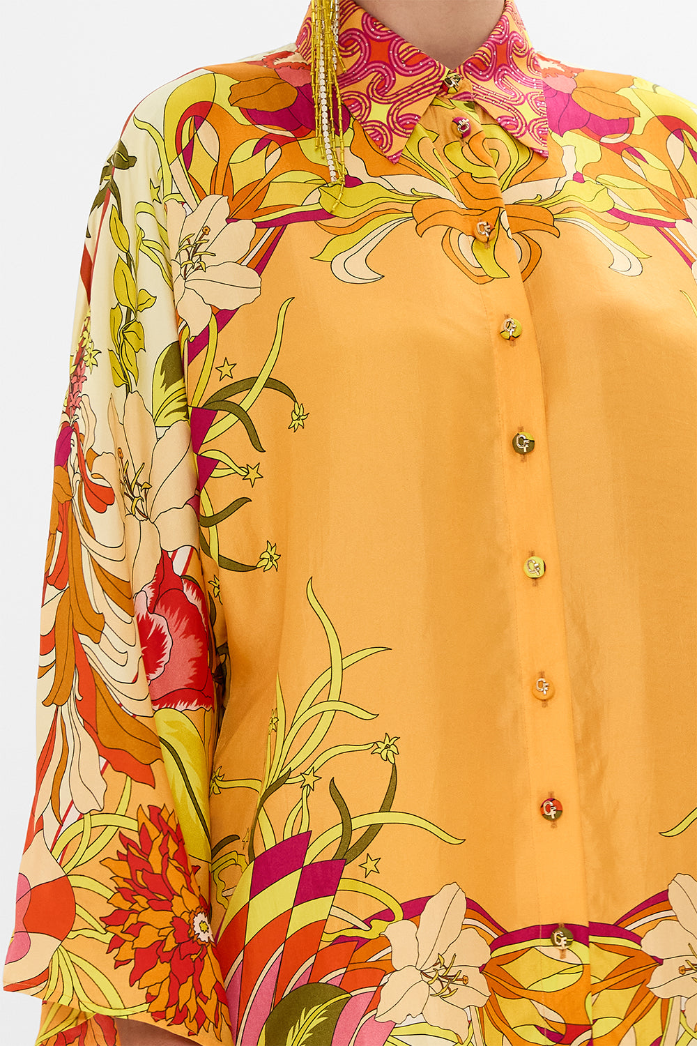 CAMILLA Floral Wide Sleeve Blouse in The Flower Child Society