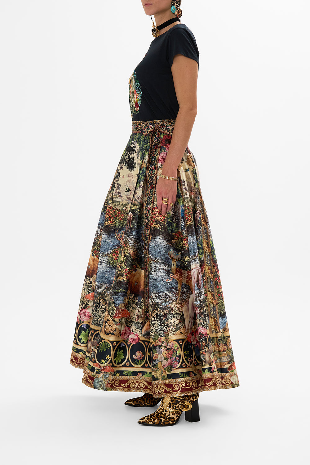 CAMILLA Floral Maxi Wrap Skirt in Tapestry Totems