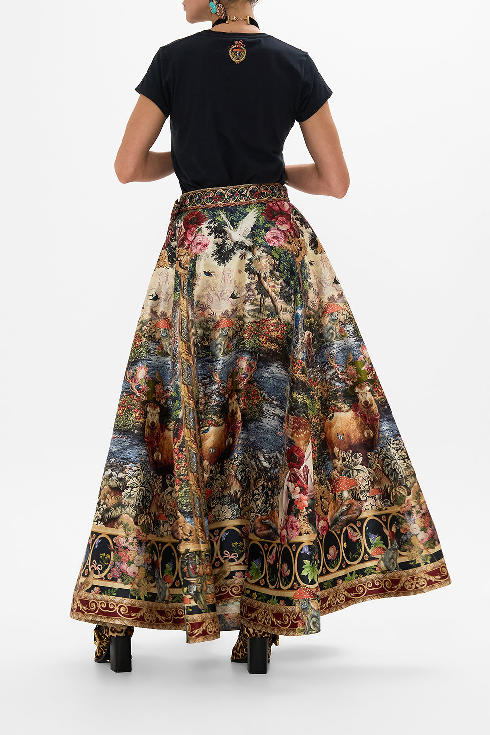 CAMILLA Floral Maxi Wrap Skirt in Tapestry Totems