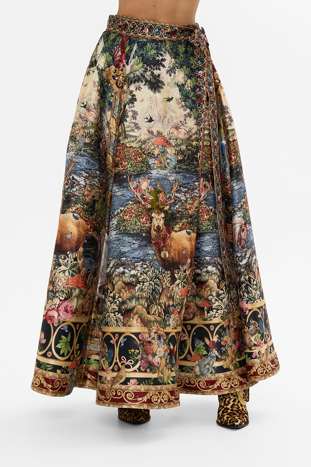 CAMILLA Floral Maxi Wrap Skirt in Tapestry Totems