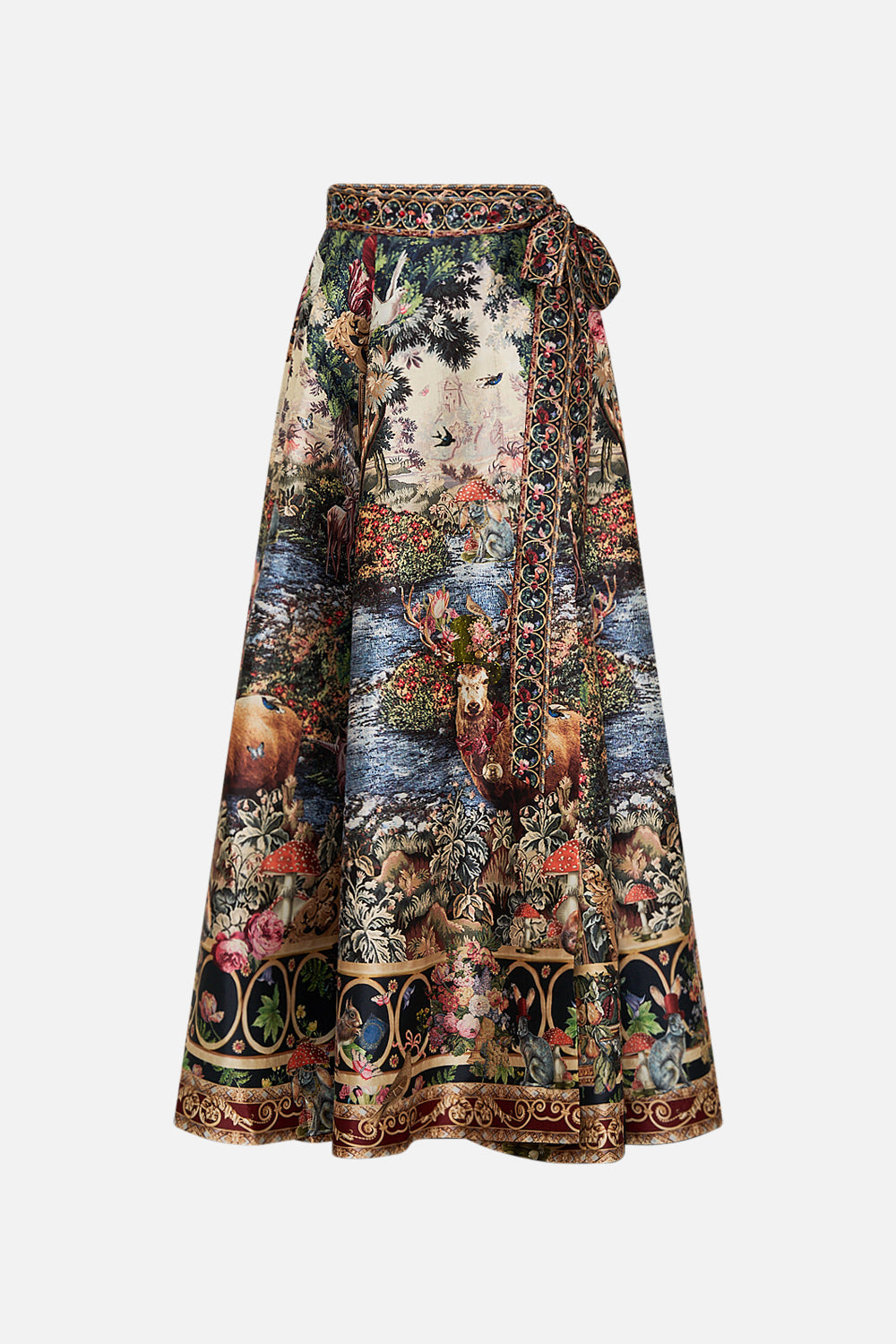 CAMILLA Floral Maxi Wrap Skirt in Tapestry Totems