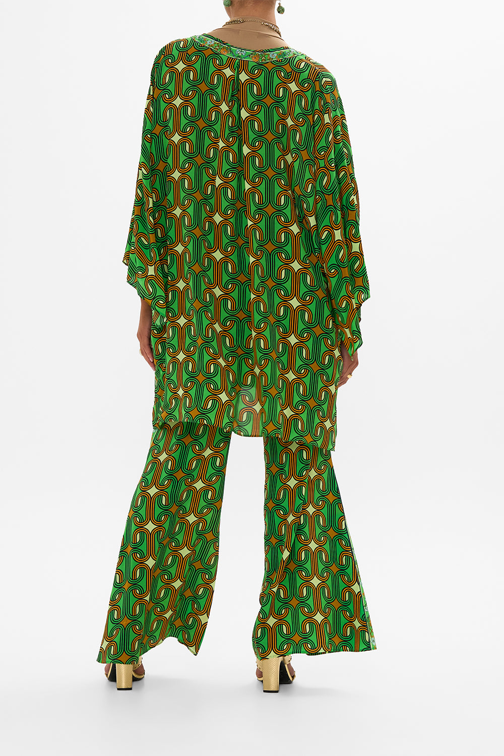 CAMILLA Green Relaxed Flare Pant in Good Vibes Generation