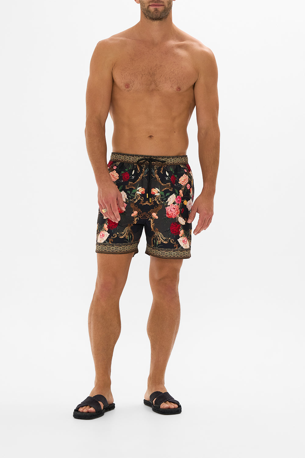 Hotel Franks by CAMILLA floral mid length boardshort in Magic in the Manuscripts