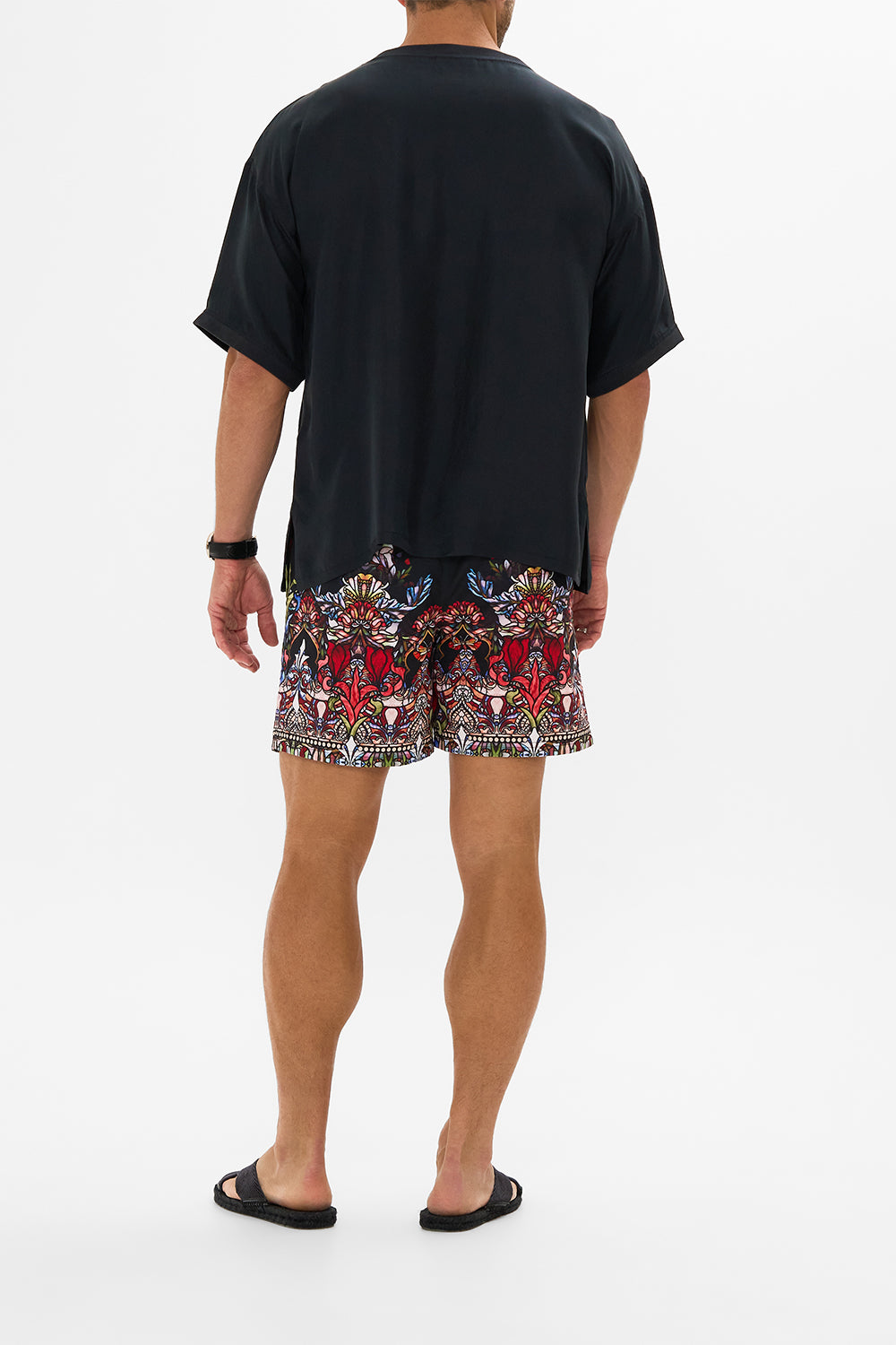 Hotel Franks by CAMILLA floral mid length boardshort in Leadlight Legends