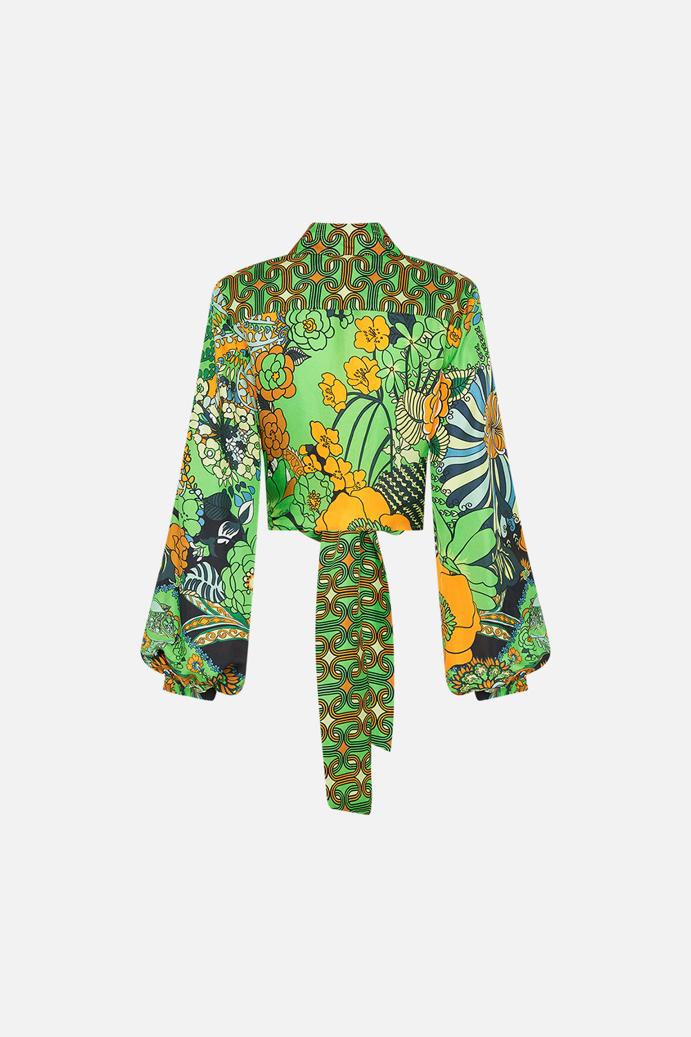 CAMILLA Green Cropped Wrap Shirt in Good Vibes Generation