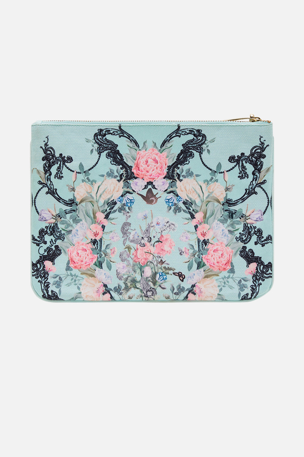 CAMILLA Floral Small Canvas Clutch in Petal Promise Land print