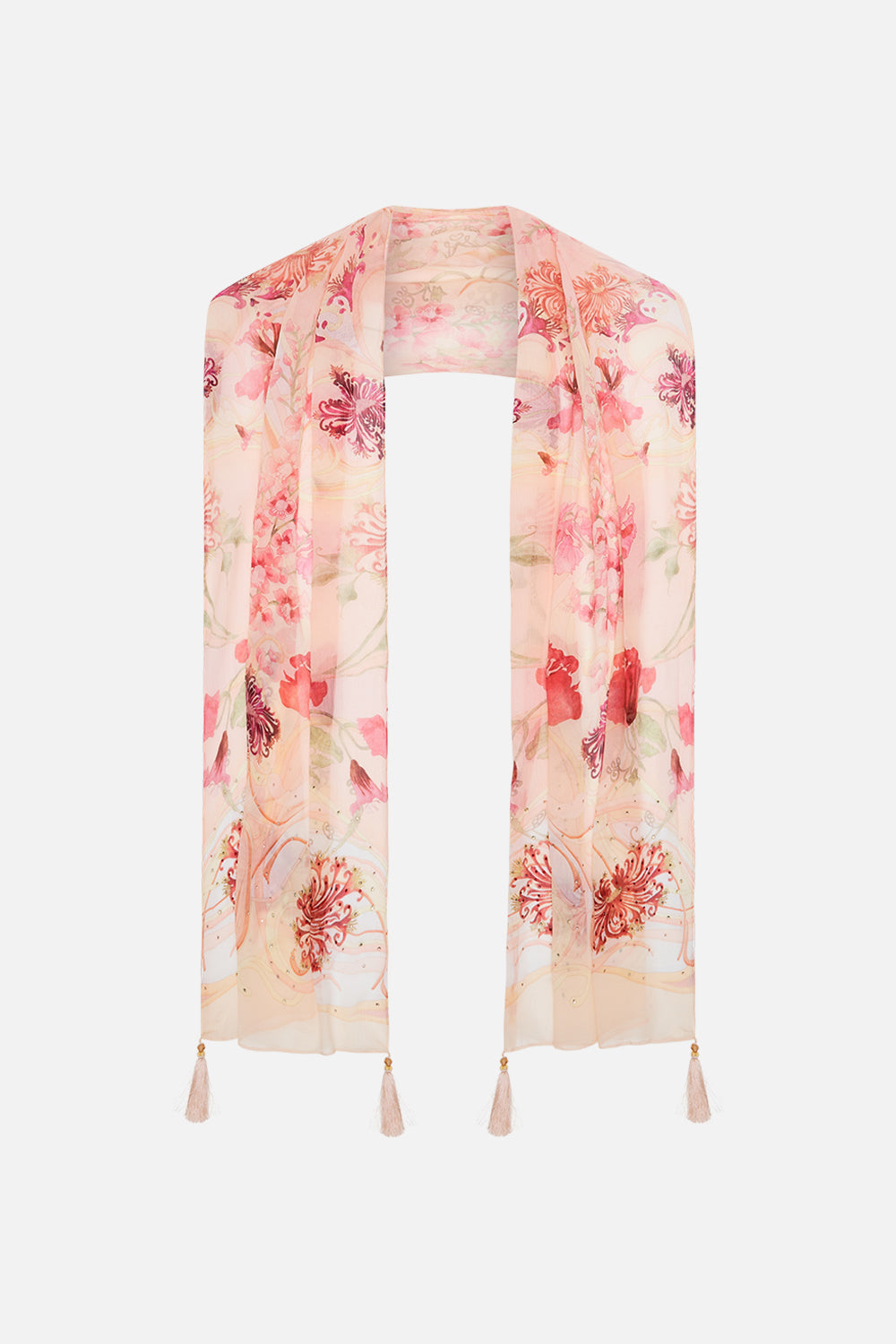 CAMILLA floral long scarf in Blossoms and Brushstrokes