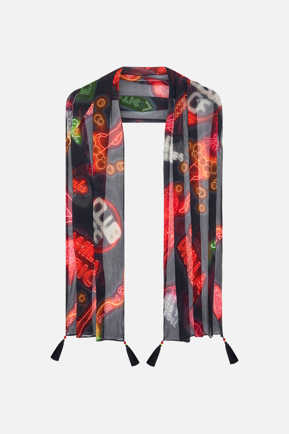 CAMILLA black long scarf in Electric Loveland