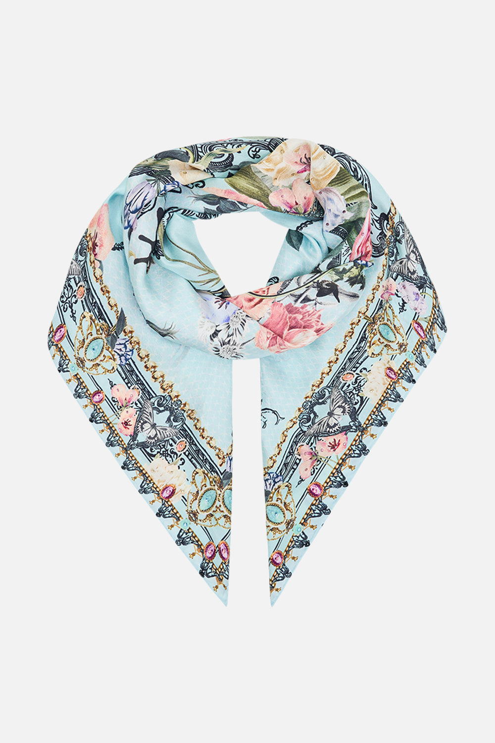 CAMILLA floral large square scarf in Petal Promise Land